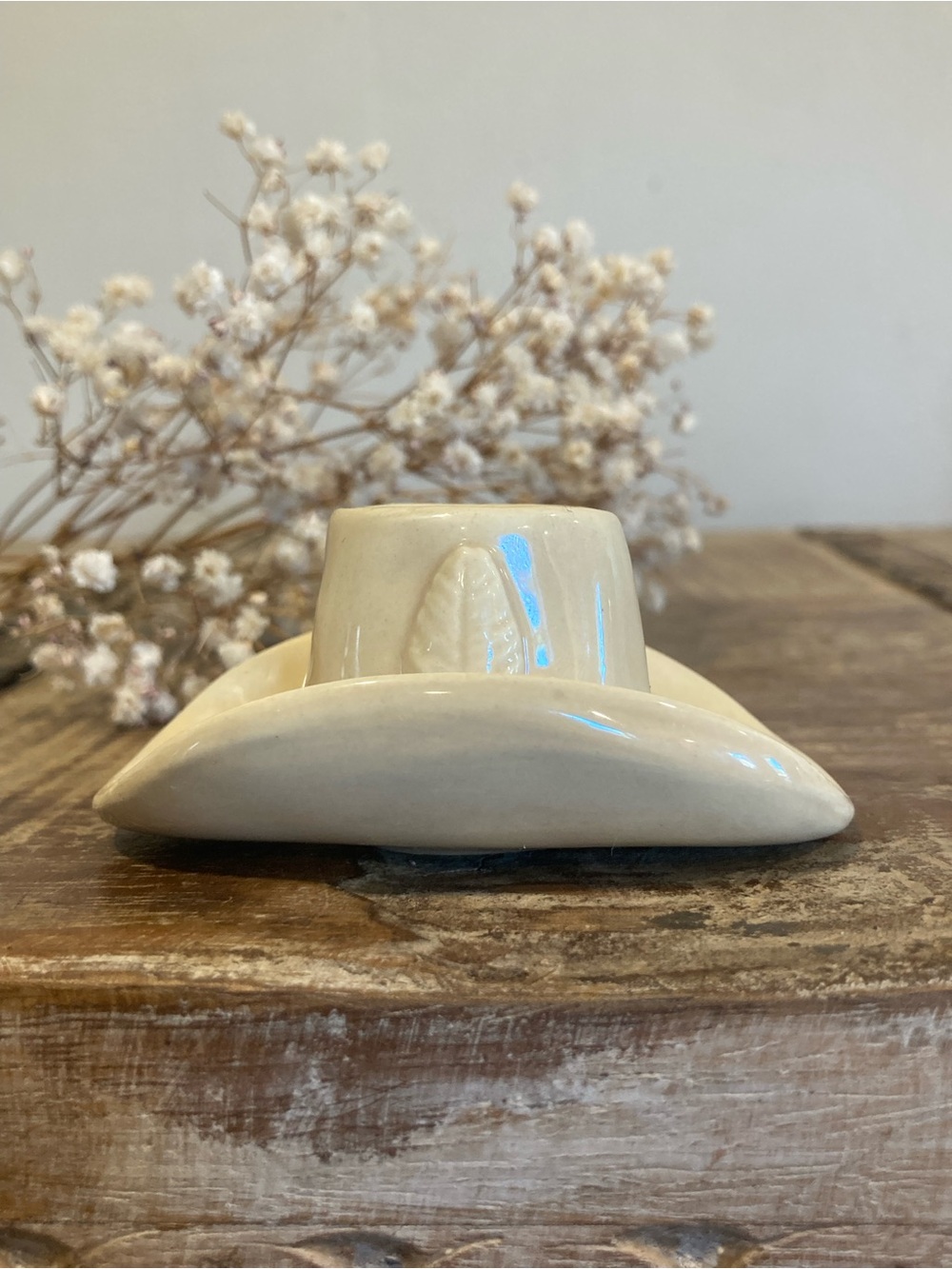 Ceramic Cowboy Hat Trinket - Cream Colored - Picture 6 of 12